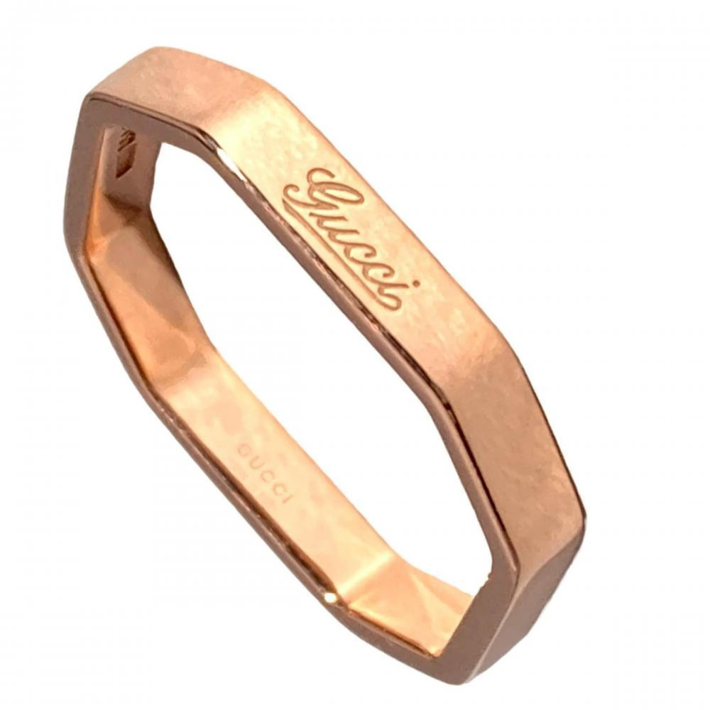Gucci Octagonal Ring, Size #14, 18KPG (Pink Gold), 3.2g, Women's.
